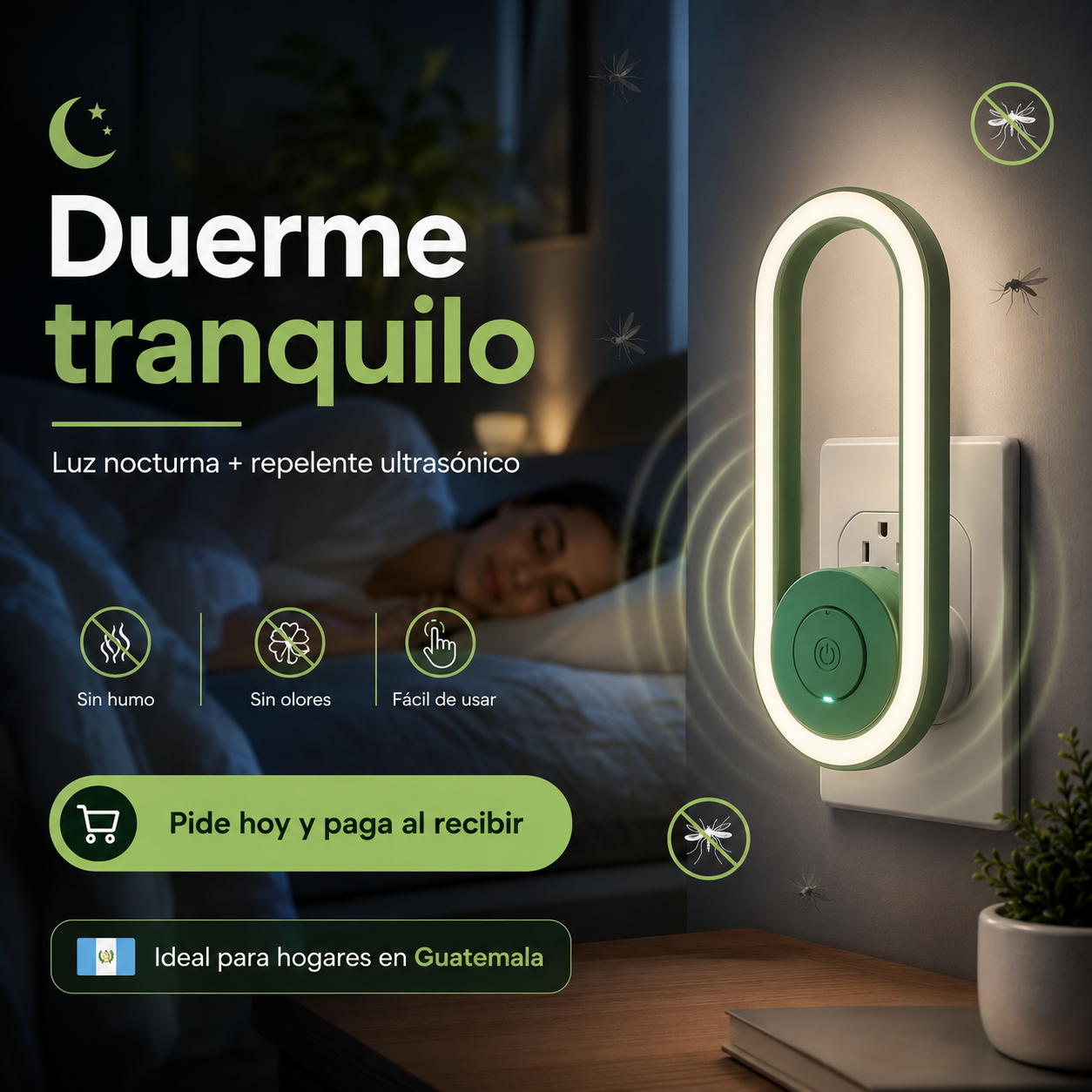 Repelente Ultrasónico con Luz Nocturna